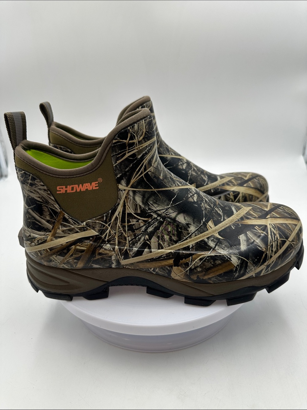Showave Men's Camo Slip On Rain & Snow Boots Size 11 Green Black NEW